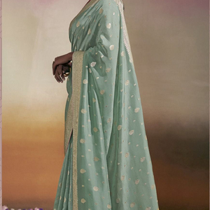 ส่าหรีดีไซน์สวยงานปาร์ตี้ผ้าแจ็คการ์ดแบบคลุมตัวล่าสุด - Product Image 1