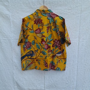 Lujosa camisa de manga corta de algodón con estampado de bloque de mano con Conjunto de pijama de pantalón para ropa de mujer, conjunto de pijama de algodón con estampado Floral - Product Image 4