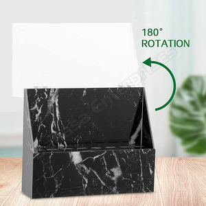 Support à pince à épiler en acrylique transparent à 8 emplacements avec impression marbre noir personnalisée, boîte de rangement pour extensions de cils avec couvercle anti-poussière - Product Image 4