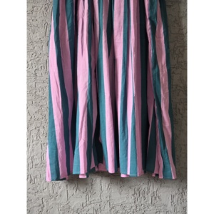 Grey Stripe Maxi <b>Elastic</b> Waist Collared Neck Woven Loose Breathable Solid Floor-Length Leisure Day Holidays Celebrations XL - Product Image 5