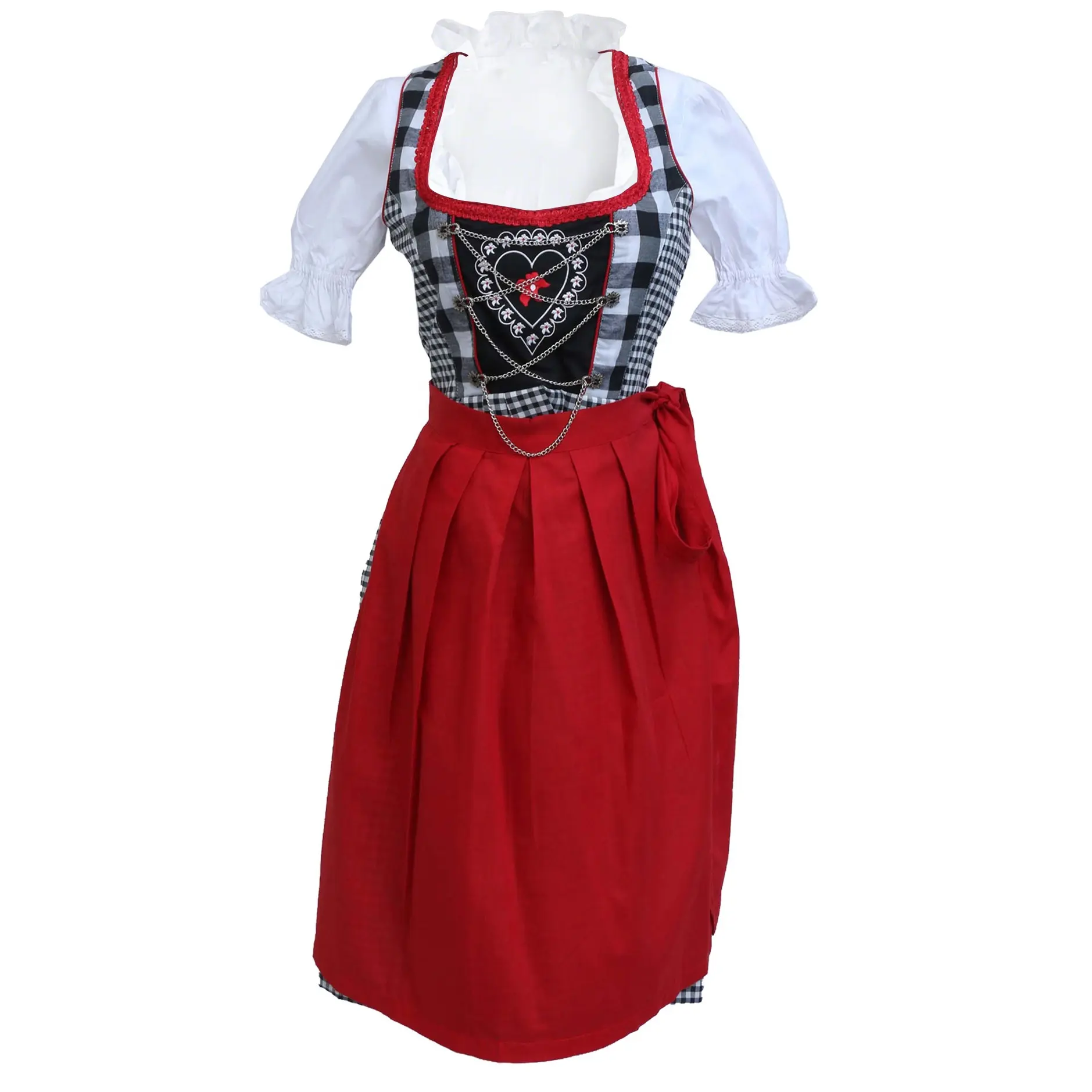 Bavarian gaya unik Harga OEM kualitas baik pakaian wanita gaun manis Midi Dirndl harga grosir biaya rendah