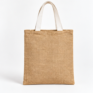 Bolsa de Yute Beige Natural de 14.5x16.5 Pulgadas con Logotipo Personalizado, Sin Laminar, Reutilizable, con Asa Plana para el Hombro, para Compras, con Impresión Serigrafiada/DTF - Product Image 3