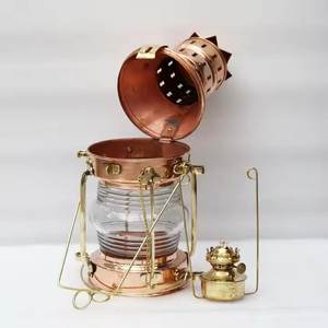 Lámpara de aceite de cobre pulido vintage Linterna de barco náutico de calidad premium para material de metal Diwali - Product Image 5