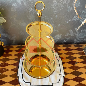 Soporte de Metal de 4 niveles chapado en oro para pastel, decoración de mesa de fiesta de lujo, soporte de exhibición de pastel de Metal - Product Image 3