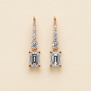 Classic <b>Dangle</b> Drop Hook <b>Earrings</b> 14k Pure <b>Gold</b> IGI Certified Emerald Cut Lab Grown Diamond <b>Earrings</b> for Bridal Wedding <b>Earrings</b> - Product Image 1