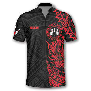 Customizable Performance Bowling Shirt with Quarter-Button-Down Closure, Vibrant Sublimated Graphics, and Breathable - Product Image 2