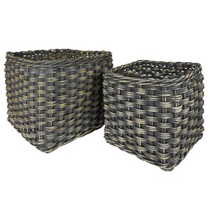 Set of 2 <b>Square</b> Rattan <b>Baskets</b> in Moss Green Handmade <b>Storage</b> <b>Basket</b> Wholesale eco-friendly Made in Viet Nam - Product Image 2