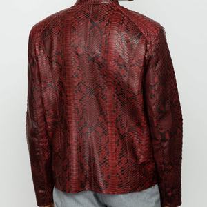 Nueva chaqueta de cuero en relieve de piel de oveja genuina roja para hombre, informal, de invierno, ODM, con cierre de cremallera, patrón de Animal, impermeable, ecológico - Product Image 5