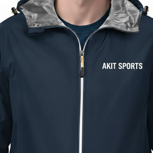 Veste coupe-vent à capuche pour homme la plus populaire, imperméable, respirante, faible MOQ pour la vente en ligne avec logo frontal - Product Image 4