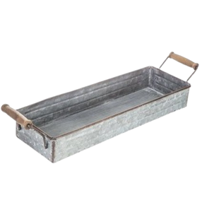 Plato de servicio galvanizado decorativo hecho a mano con mango de metal vintage elegante bandeja de mesa de granja - Product Image 5