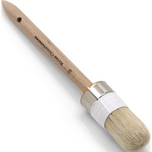 NLLE <b>Round</b> Paint <b>Brush</b> Size 2 with 70mm Bristle Length and 20mm Light Chinese Bristle Raw Wooden Handle - Product Image 1