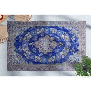 Tapis imprimé floral, tapis d'appoint d'intérieur, tapis antidérapant, design bohème turc, tapis fin non tissé - Product Image 2