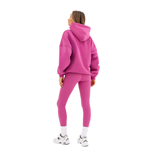 Sudadera Extra Grande para Mujer, 50% Algodón, 50% Poliéster, Color Rosa Suave, Estilo Urbano, Hombros Caídos, Corte Holgado, Moda de Invierno - Product Image 3
