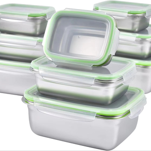 Chất Lượng Tốt Nhất Leakproof Hình Chữ Nhật Thép Không Gỉ Thực Phẩm Lưu Trữ Hộp PE Thiết Kế Cổ Điển Nhà Bếp Lưu Trữ Container Phụ Kiện - Product Image 1