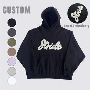 <b>Towel</b> Embroidery Heavyweight Fleece Unisex Winter Casual Streetwear Regular Fit Pullover Letter Sportwear Top Hoodie Custom - Product Image 2