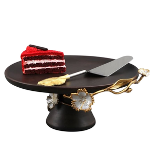 Suministros de utensilios de cocina para el hogar, Soporte redondo de madera para pasteles de diseño clásico con Base de Metal, soporte para postres dulces, soporte para cupcakes - Product Image 2