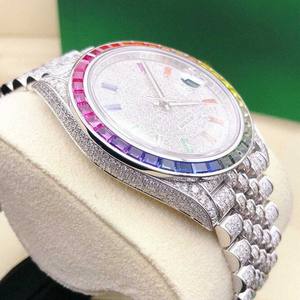 Coloré VVS Moissanite Diamant Index Cadran Mécanique Automatique Glacé Montre-Bracelet Hip Hop Bling Clouté Mode Au Meilleur Prix - Product Image 2