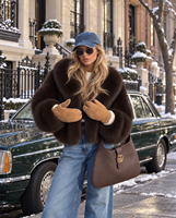 Manteau court d'hiver en fausse fourrure, veste ample et oversize écologique de haute qualité, vente en gros et fabrication sur mesure