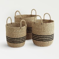 Panier en jonc de mer de bonne qualité pour le stockage de jouets de vêtements sales paniers d'herbe de mer naturelle au coût le moins cher