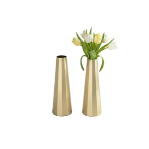 Ensemble de 2 vases décoratifs en forme de larme en bronze aluminium moderne, décoration de table, décoration de la maison, finition métallique texturée - Product Image 3
