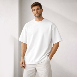 Nouveau t-shirt homme surdimensionné à logo personnalisé, tissu épais, épaules tombantes, style décontracté hip hop, parmi les plus vendus - Product Image 1