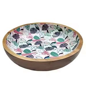 Tazón de Madera con Diseño Floral Estilo Indio, Tazón Redondo de Tamaño Personalizado, Madera Desechable Ecológica, Hecho en India, Gran Calidad - Product Image 5