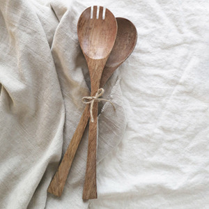 Fourchette et cuillère à salade en bois durable pour salades, vaisselle à légumes la plus vendue - Product Image 5