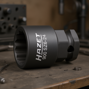 Hazet 1/2'' Short Square <b>12</b>-<b>Point</b> <b>Socket</b> with Traction Profile and Borehole - Product Image 3