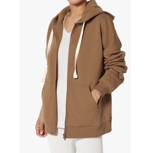 Sudadera Ligera Informal para Mujer, Manga Larga, Holgada, con Cierre Completo, Chaqueta de Color Sólido - Product Image 1