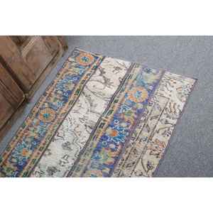 Alfombra Turca Vintage, Alfombra Pequeña de 2.5x3.3 pies, Alfombra Abstracta Azul y Naranja - Product Image 5