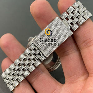 Elegante Reloj de Pulsera Hecho con Diamantes Cultivados en Laboratorio de Corte Brillante Redondo y Acero Inoxidable para Hombre, con Claridad VVS Mejorada - Product Image 3