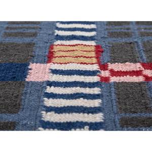 Blue Checkers <b>Flat</b> Weave <b>Wool</b> Rugs Organic Cotton 9x12 Rectangle Hallway for Home for Living Entryway Jute Carpet-Adwl-13257 - Product Image 3