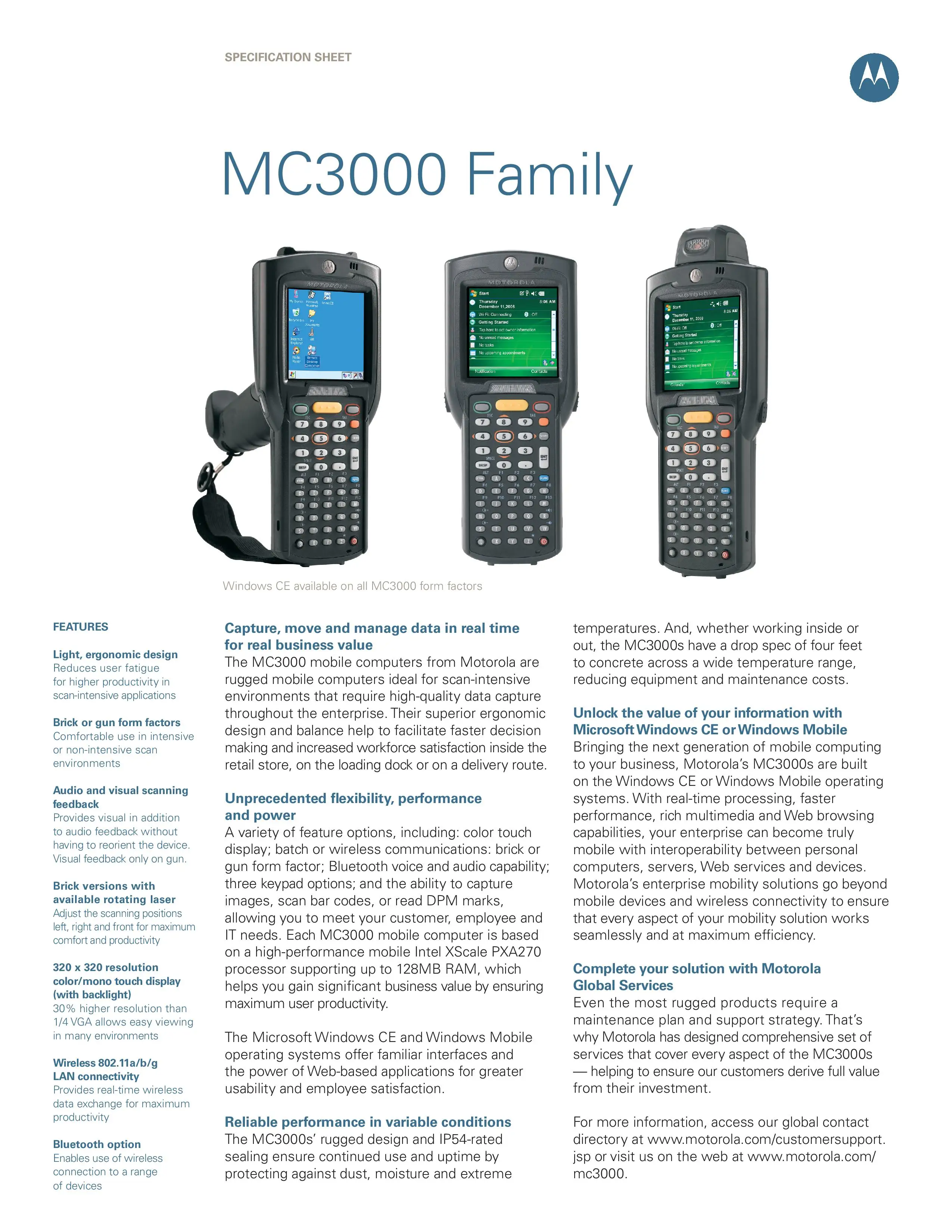 MC3090, Rotating Head, 1D Laser, 64/64Ram, Wifi 802.11a/b/g, CE 5.0