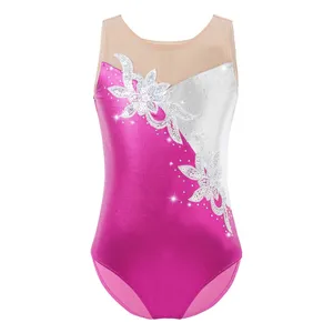 Özel kolsuz eğitim Leotard çocuklar için Spandex jimnastik Leotard kızlar