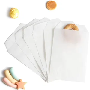 Small Paper Bag Plain 3/4" Glassine Wet Wax Paper Sandwich Bags Food Grade Grease Resistant Wax Gusseted Bag
