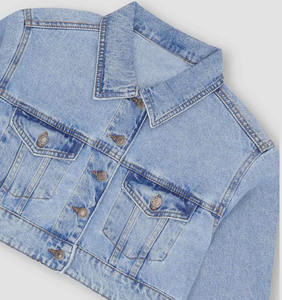 2026 Custom Cropped Knitted Cotton Bomber <b>Worker</b> Workwear Work Jeans Denim <b>Jacket</b> with Letter Detail for Women - Product Image 2