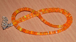 เอธิโอเปียน18นิ้วเรียบสร้อยคอลูกปัด100% สีส้มเพลิงธรรมชาติอัญมณีหลวมโอปอล - Product Image 3
