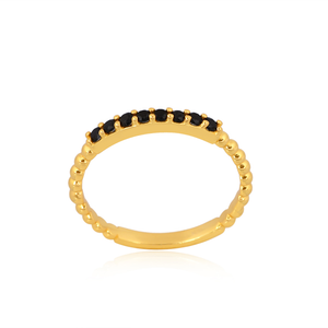 แหวนเงินสเตอร์ลิงสีทอง18K แหวนพลอยโอนิกซ์สีดำสำหรับผู้ผลิตเครื่องประดับ - Product Image 1