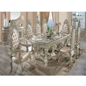 <b>Victorian</b> Heavy Carved Silver Polish <b>Dining</b> <b>Table</b> Set European Hand Carved Wooden <b>Dining</b> <b>Table</b> Luxury Handcrafted Silver <b>Dining</b> - Product Image 1