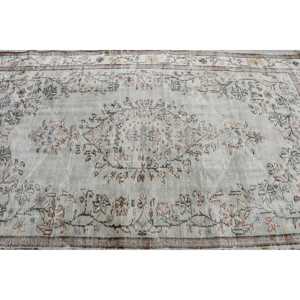 Tapis vintage, tapis turc 5,2x8,2 pieds, tapis en laine blanc et marron à pois - Product Image 5