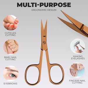 Ciseaux à cuticules de qualité supérieure, lames courbes en acier inoxydable multi-usages - Ciseaux de manucure pour ongles, sourcils, cils - Product Image 1