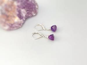 Most Beautiful Amethyst Trillion Shape Gem <b>Dangle</b> <b>Earring</b> Antique Jewelry 925 Sterling <b>Silver</b> <b>Dangle</b> <b>Earring</b> for Birthday Gift - Product Image 2
