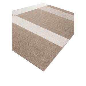 พรมขนสัตว์ลายทางสีเบจและสีน้ำตาลทำมือ รุ่น Hwl-246 สำหรับห้องโถง ห้องนั่งเล่น ห้องวัยรุ่น รูปทรงสี่เหลี่ยมผืนผ้า ลายแบบนามธรรม - Product Image 2
