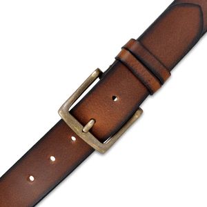 Cinturón de cuero de piel de grano superior informal para hombre sólido - Product Image 2