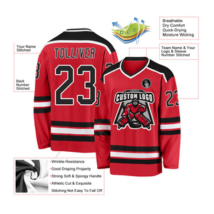 Nouvelle arrivée, maillot de hockey sur glace personnalisé OEM, unisexe, respirant, imprimé, 100% polyester, logo personnalisé, nom, numéros, créez votre propre design - Product Image 6