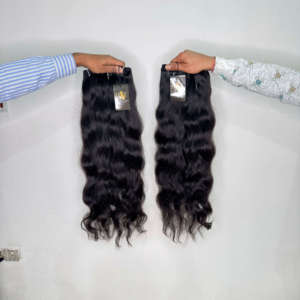 Extensions de Cheveux Humains Vierges Indiens de Qualité Supérieure, Double Trame, Ondulés, Cheveux de Temple Indiens, Fournisseurs de Bundles - Product Image 2