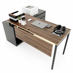 Escritorio Ejecutivo Slean HBSL026 con Base de Madera Contrachapada y Patas de Hierro, Categoría de Productos: Abrigos para Mujer - Product Image 2