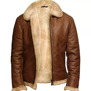 Blouson aviateur en peau de mouton B3 tendance pour homme 2025 |   Manteau d'aviateur en peau de mouton épaisse de style RAF |   Veste en cuir d'hiver en gros - Product Image 3