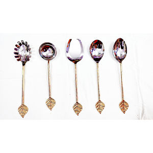 Ensemble de couverts de service de salade en acier inoxydable poli Articles de cuisine à domicile uniques Couverts avec matériau en métal - Product Image 5