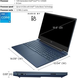 Laptop chơi game Victus 15.6 i5, màn hình 15.6 inch FHD 1920*1080 144Hz, Intel Core i5-12450H, NVIDIA GeForce, SSD 1TB, bàn phím có đèn nền, touchpad - Product Image 2